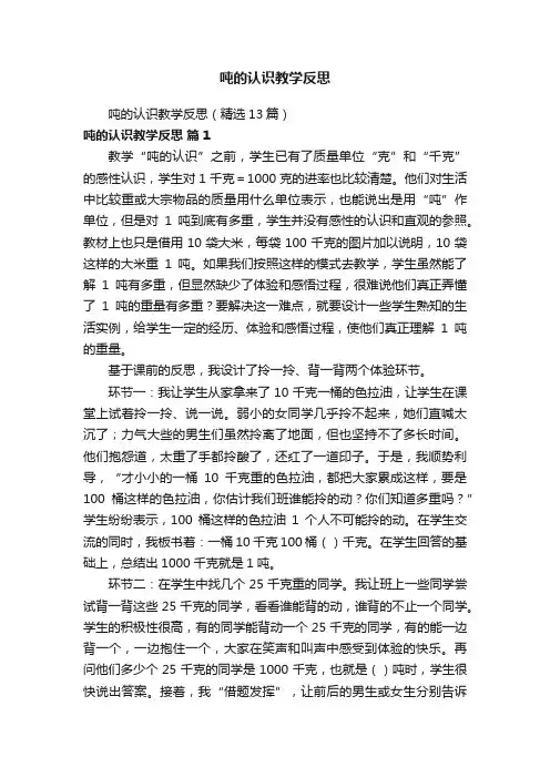 吨的认识教学反思