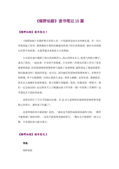 《绿野仙踪》读书笔记15篇_1