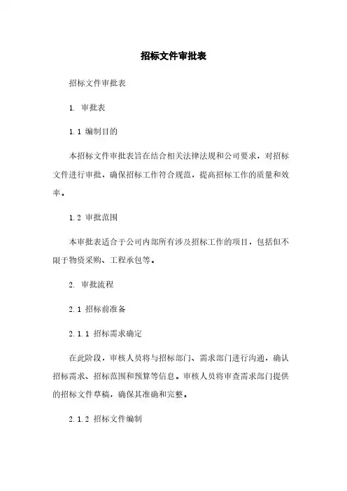 招标文件审批表