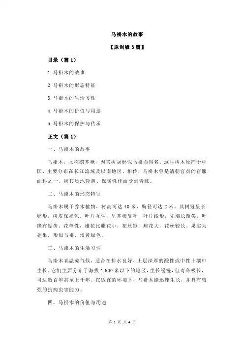 马褂木的故事