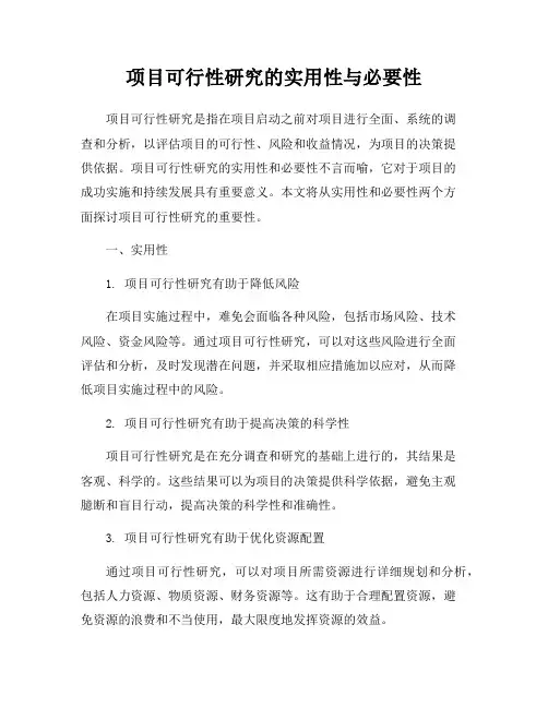 项目可行性研究的实用性与必要性