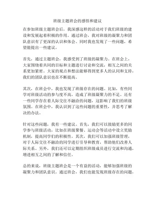 班级主题班会的感悟和建议