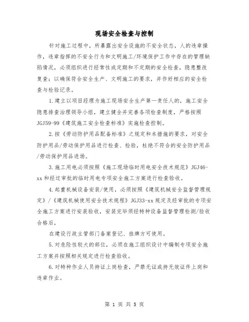 现场安全检查与控制（二篇）