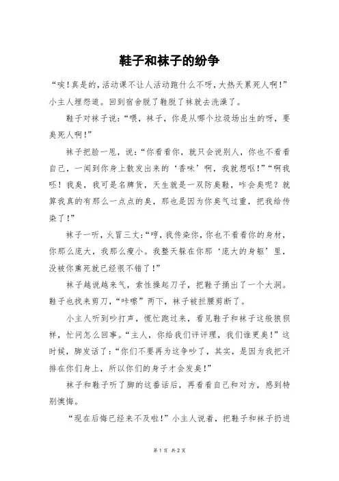 鞋子和袜子的纷争_五年级作文