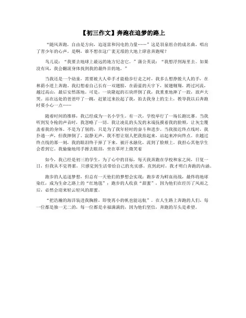 【初三作文】奔跑在追梦的路上