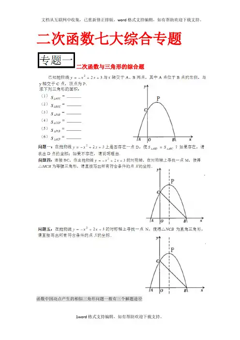 二次函数七大综合专题