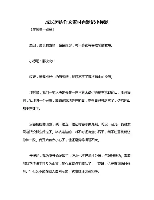 成长历练作文素材有题记小标题