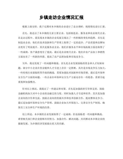 乡镇走访企业情况汇报
