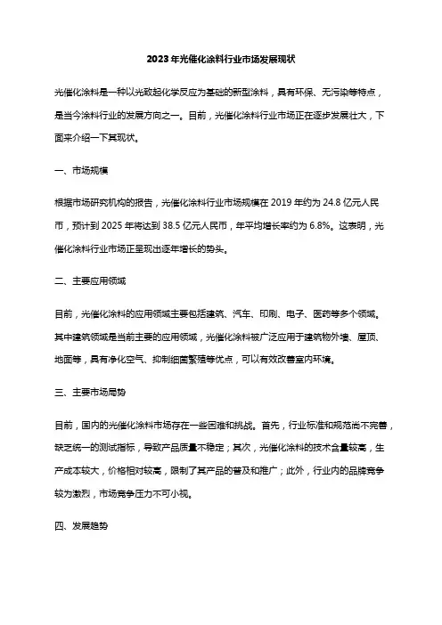 2023年光催化涂料行业市场发展现状