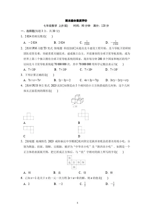 期末综合素质评价(含答案)人教版(2024)数学七年级上册