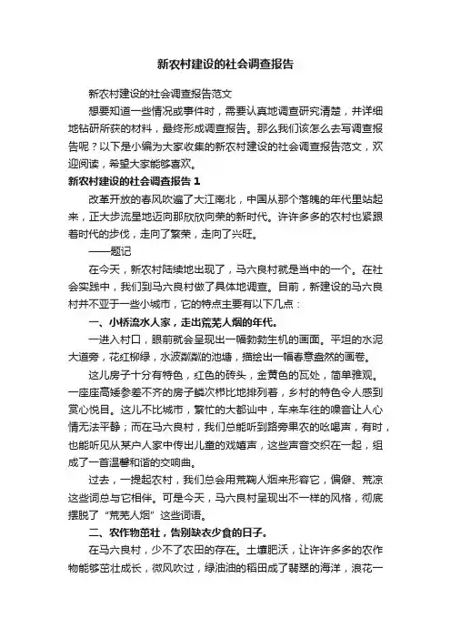 新农村建设的社会调查报告