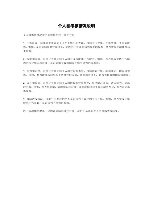 个人被考核情况说明