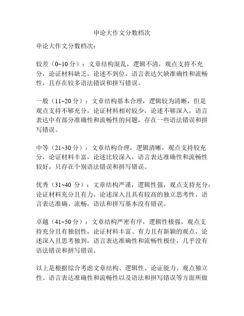 申论大作文分数档次