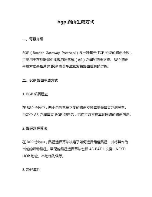 bgp路由生成方式