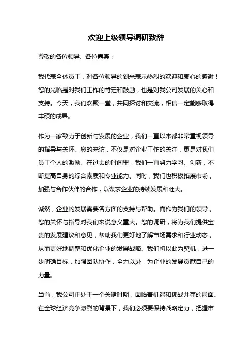 欢迎上级领导调研致辞