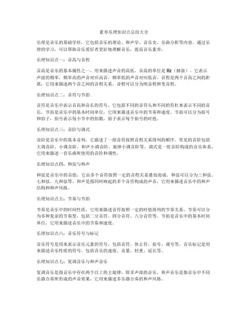 素养乐理知识点总结大全