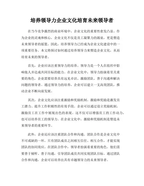 培养领导力企业文化培育未来领导者