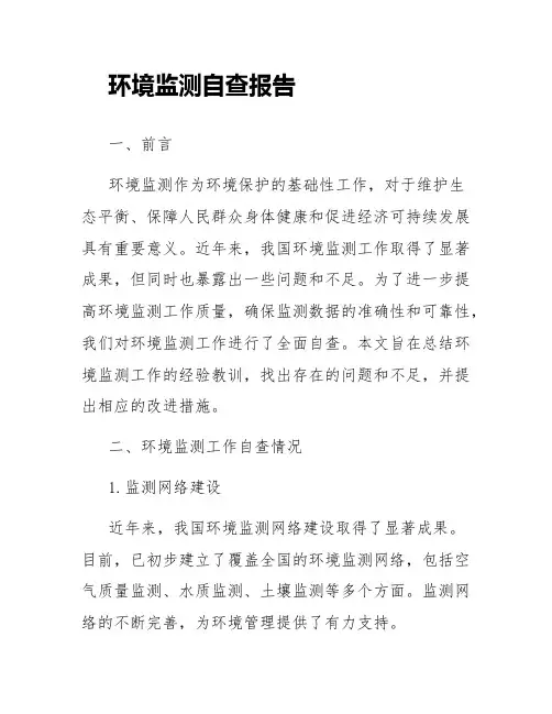 环境监测自查报告