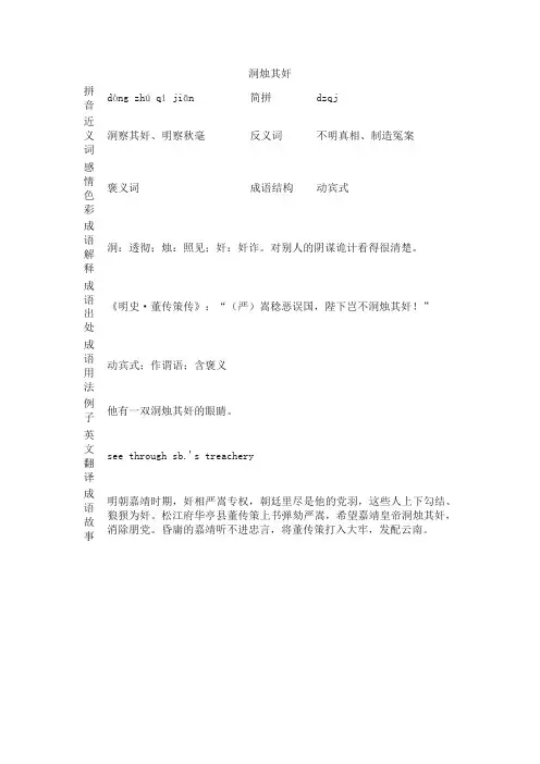 洞烛其奸_洞烛其奸的意思_成语词典
