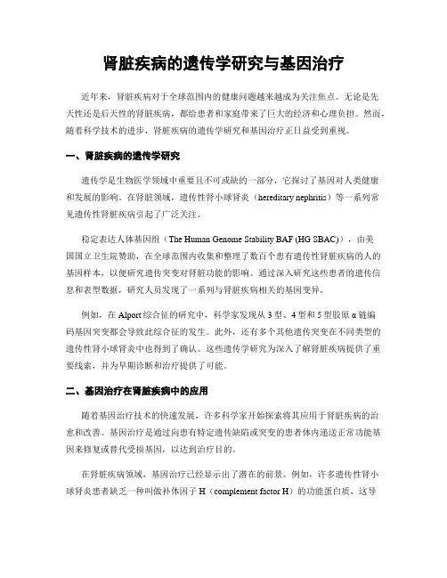 肾脏疾病的遗传学研究与基因治疗