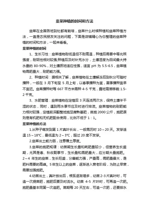 韭菜种植的时间和方法