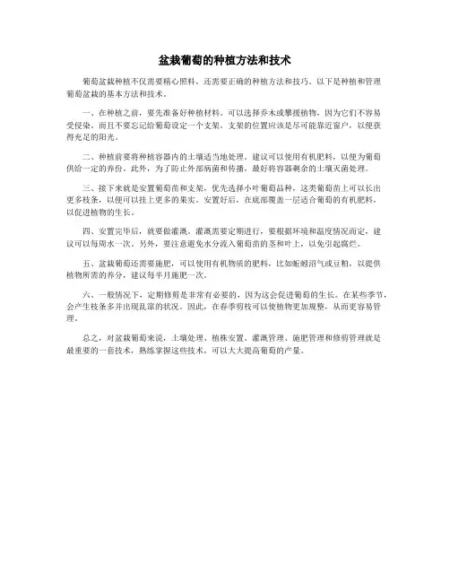盆栽葡萄的种植方法和技术