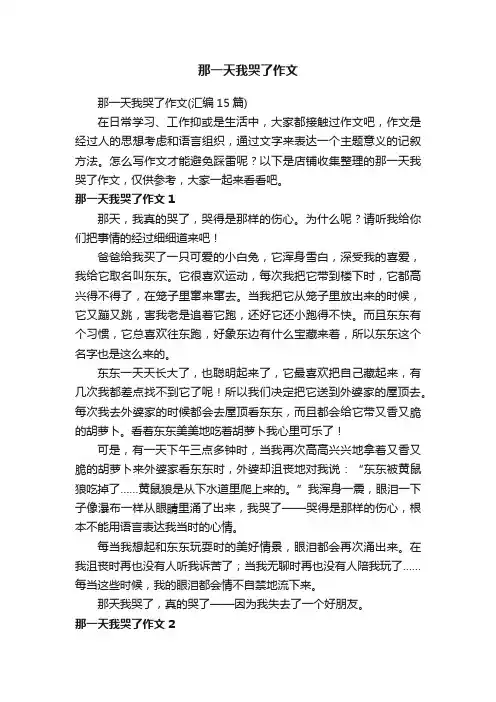 那一天我哭了作文