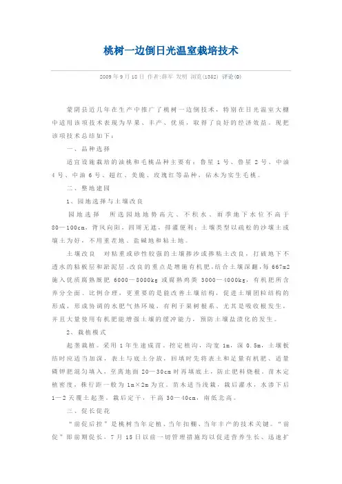 桃树一边倒日光温室栽培技术