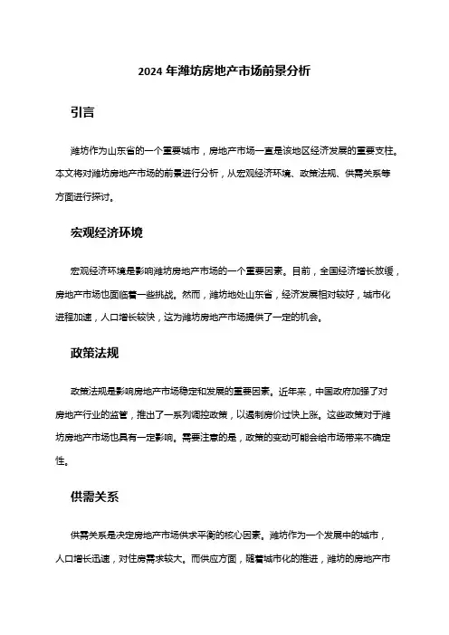 2024年潍坊房地产市场前景分析