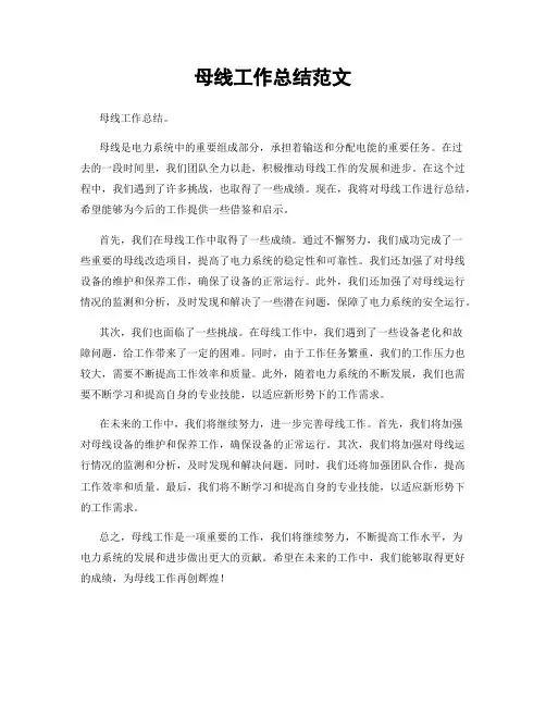 母线工作总结范文