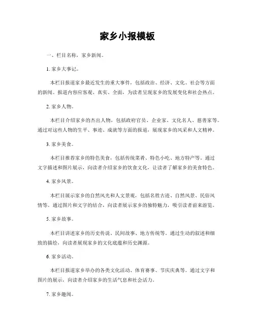 家乡小报模板