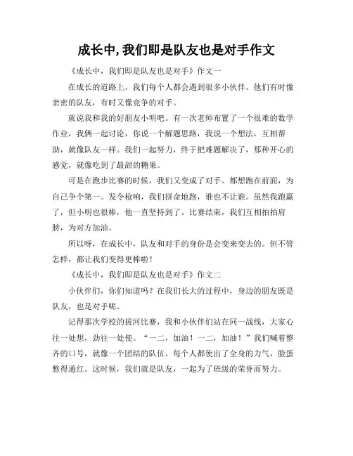 成长中,我们即是队友也是对手作文