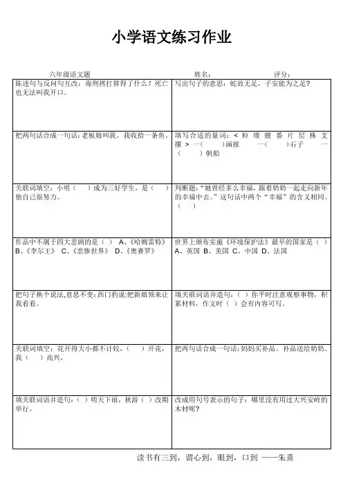 小学六年级语文素养提升练习24 (60)