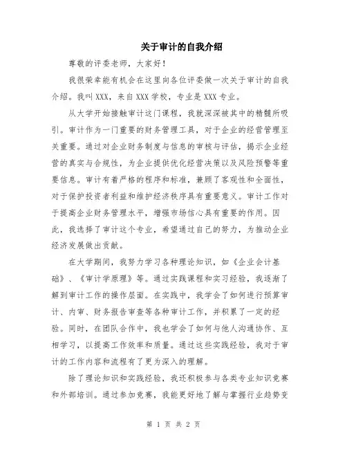 关于审计的自我介绍