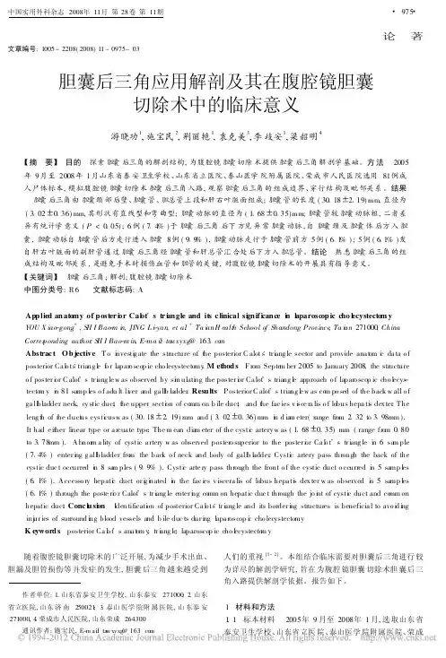 胆囊后三角应用解剖及其在腹腔镜胆囊切除术中的临床意义_游晓功