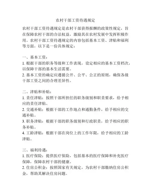 农村干部工资待遇规定