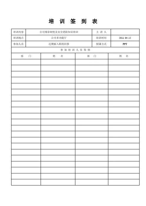 培训签到表及制度已阅签名表