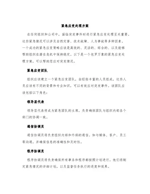 紧急应变处理方案
