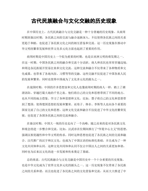 古代民族融合与文化交融的历史现象