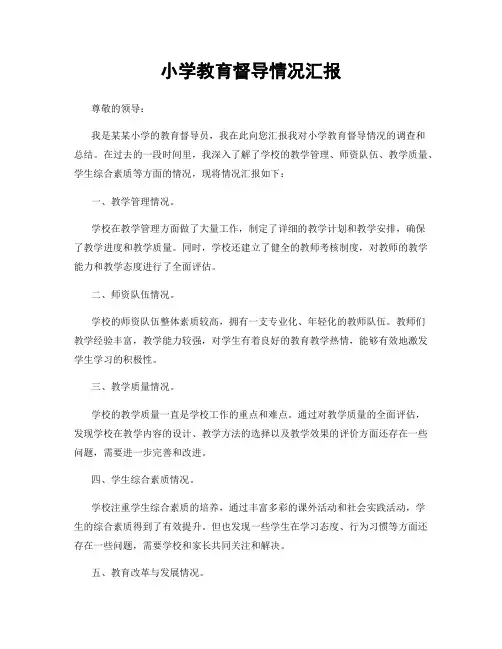 小学教育督导情况汇报