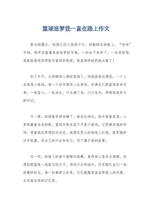 篮球追梦我一直在路上作文