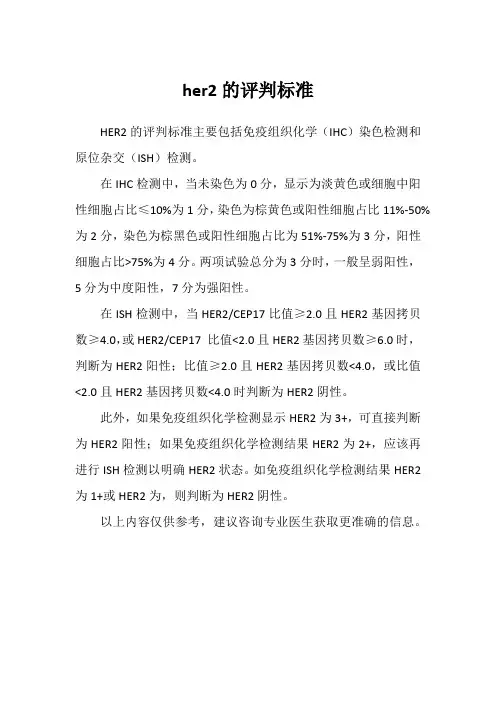 her2的评判标准