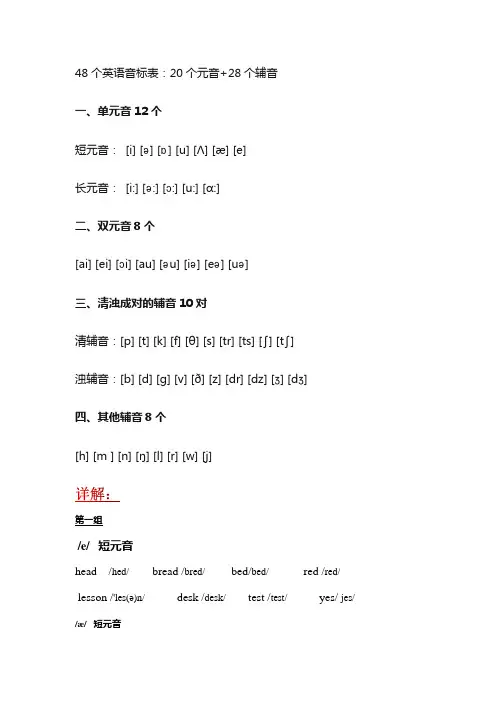音标及例子打印版英语七年级上册