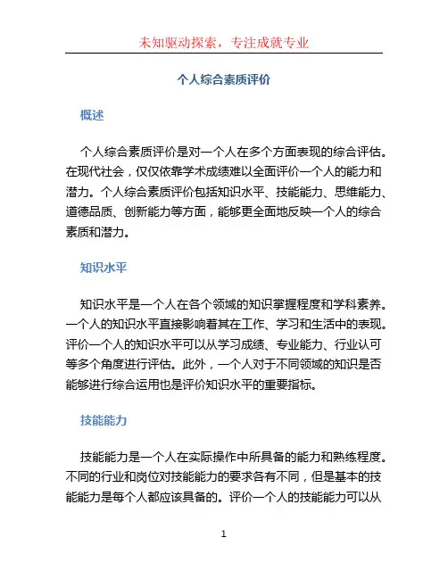 个人综合素质评价