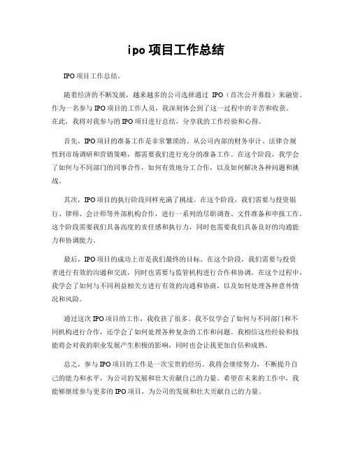 ipo项目工作总结