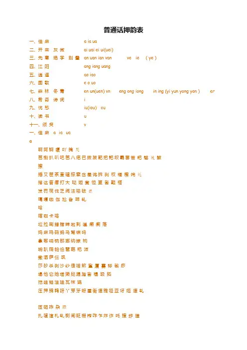 押韵表实用大全