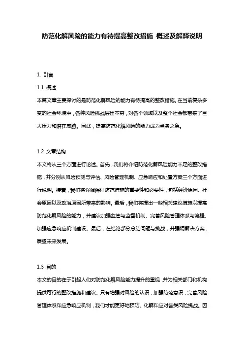 防范化解风险的能力有待提高整改措施_概述及解释说明