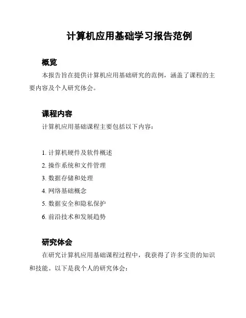 计算机应用基础学习报告范例
