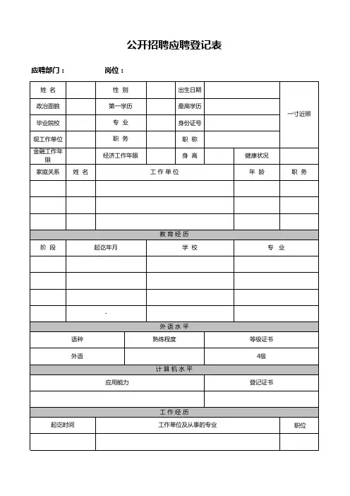 应聘模板-公司招聘登记表