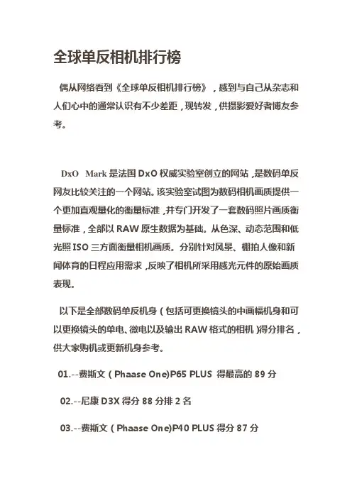 单反相机排行